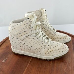 Nike Dunk Sky High White Print Wedge Sneakers 543238-100 Women’s Size 8.5